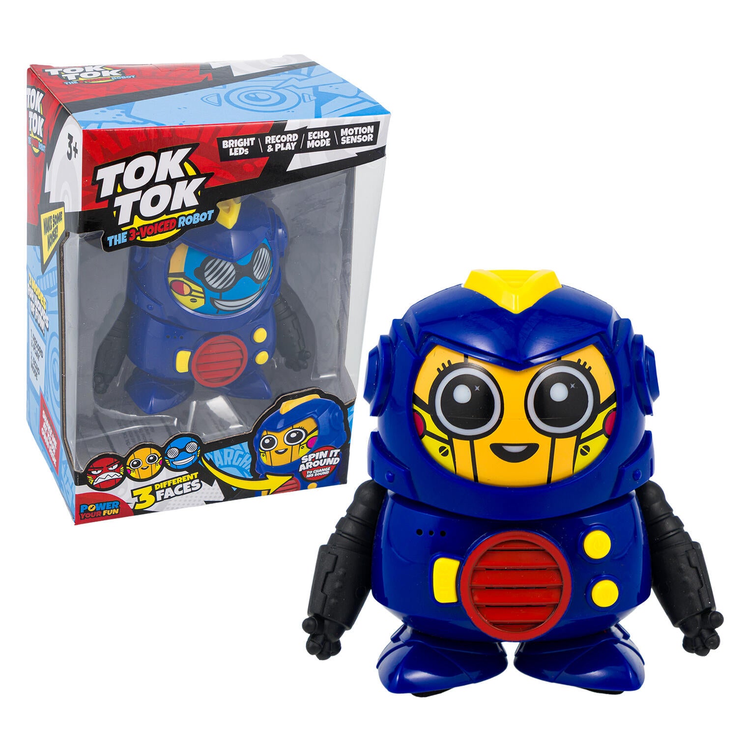Tok Tok 3-Voiced Robot Toy, Blue