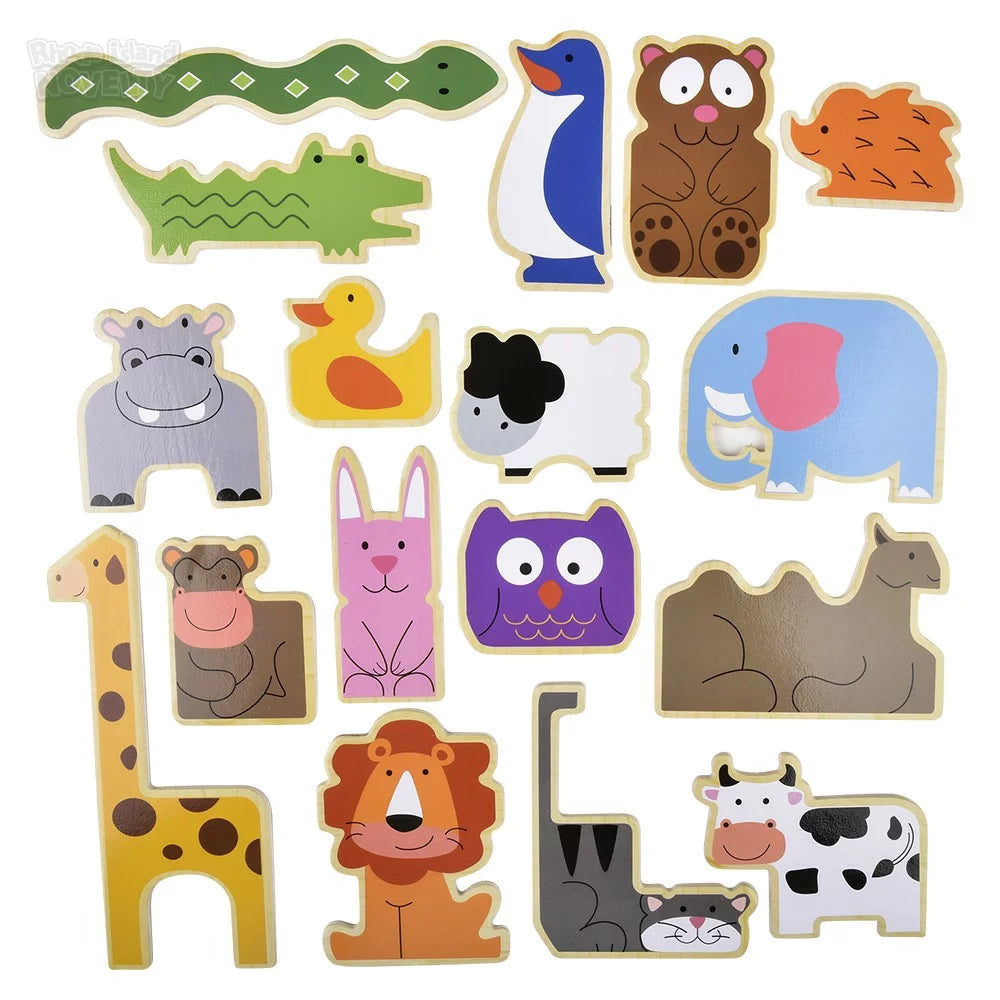 The Toy Network-17 Piece Wooden Zoo Animal Raised Up Puzzle-AG-WRZOO-Legacy Toys