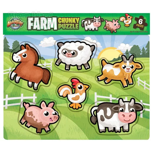 The Toy Network-6 Piece Chunky Farm Theme Wooden Puzzle-AG-CHFAR-Legacy Toys