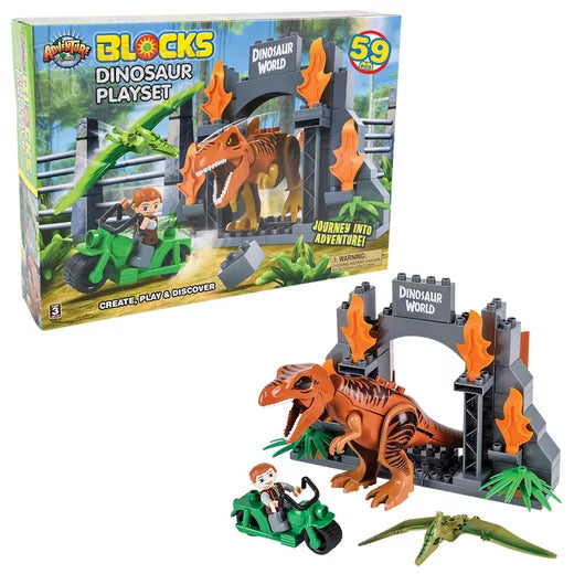 The Toy Network-Blocks 59 Piece Dinosaur Block Set XL-AM-BBDXL-Legacy Toys