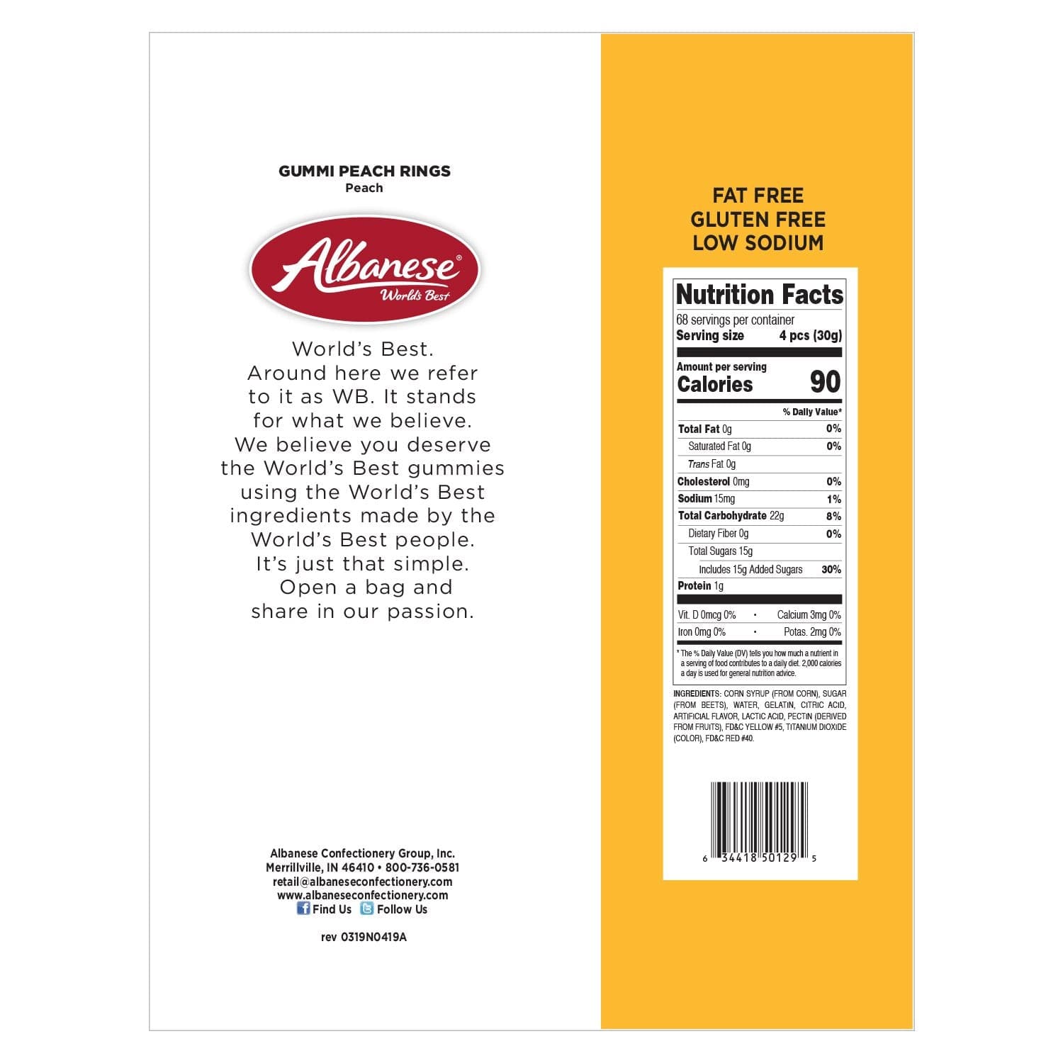 Albanese Confectionery-Gummi Peach Rings 4.5 lb. Bag-50129-Legacy Toys