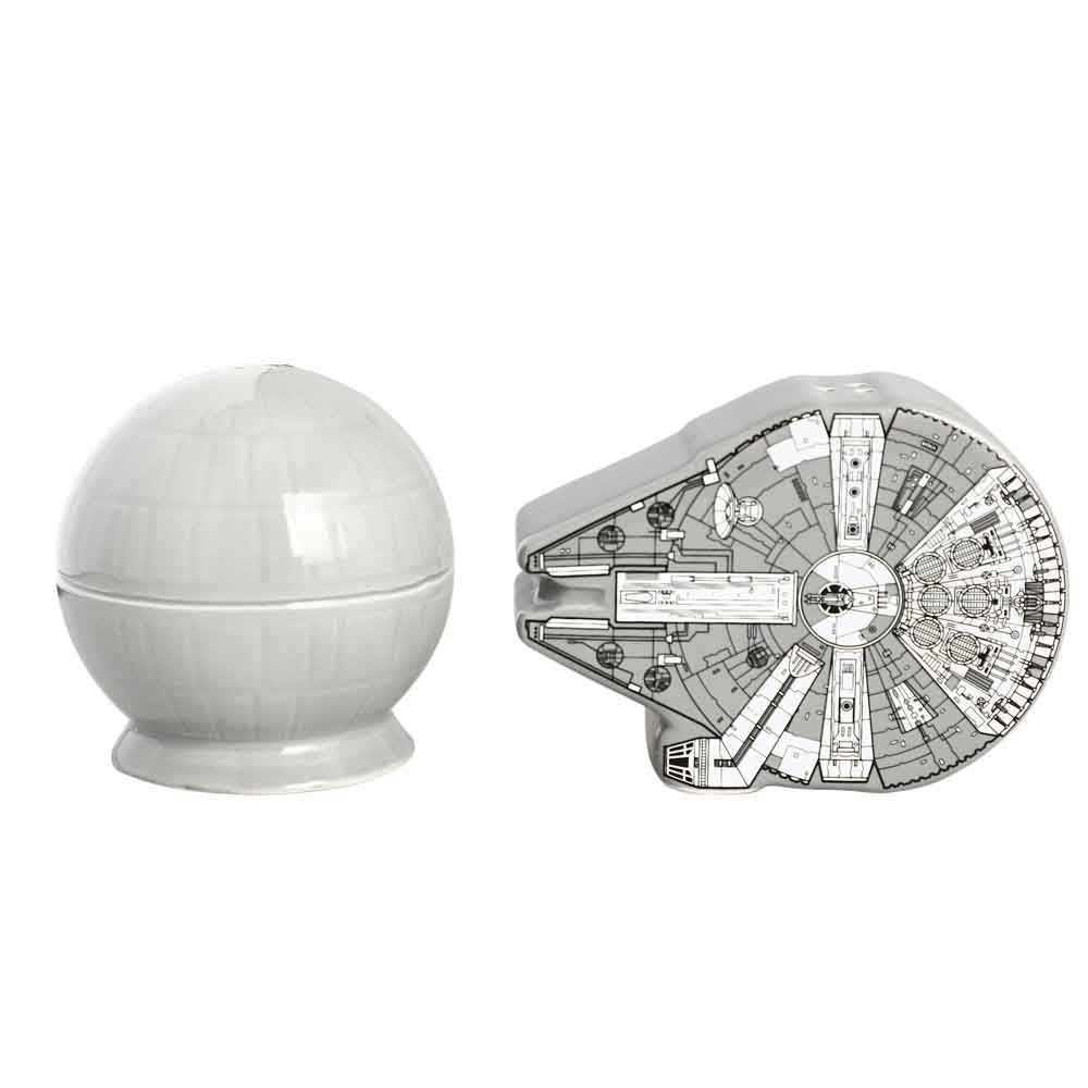 Bio World-Star Wars Millennium Falcon & Death Star Sculpted Salt & Pepper Set-VKA0VBUSTWPP00-Legacy Toys