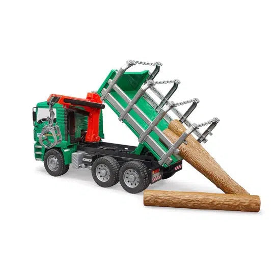 Bruder-MAN TGA Timber Truck with Loading Crane with 3 Logs-02769-Legacy Toys