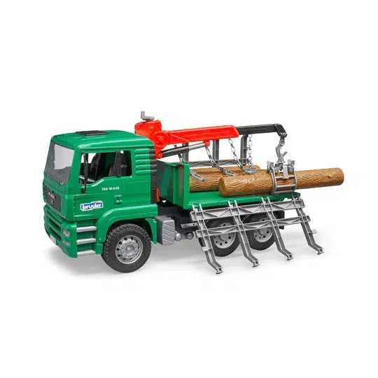 Bruder-MAN TGA Timber Truck with Loading Crane with 3 Logs-02769-Legacy Toys