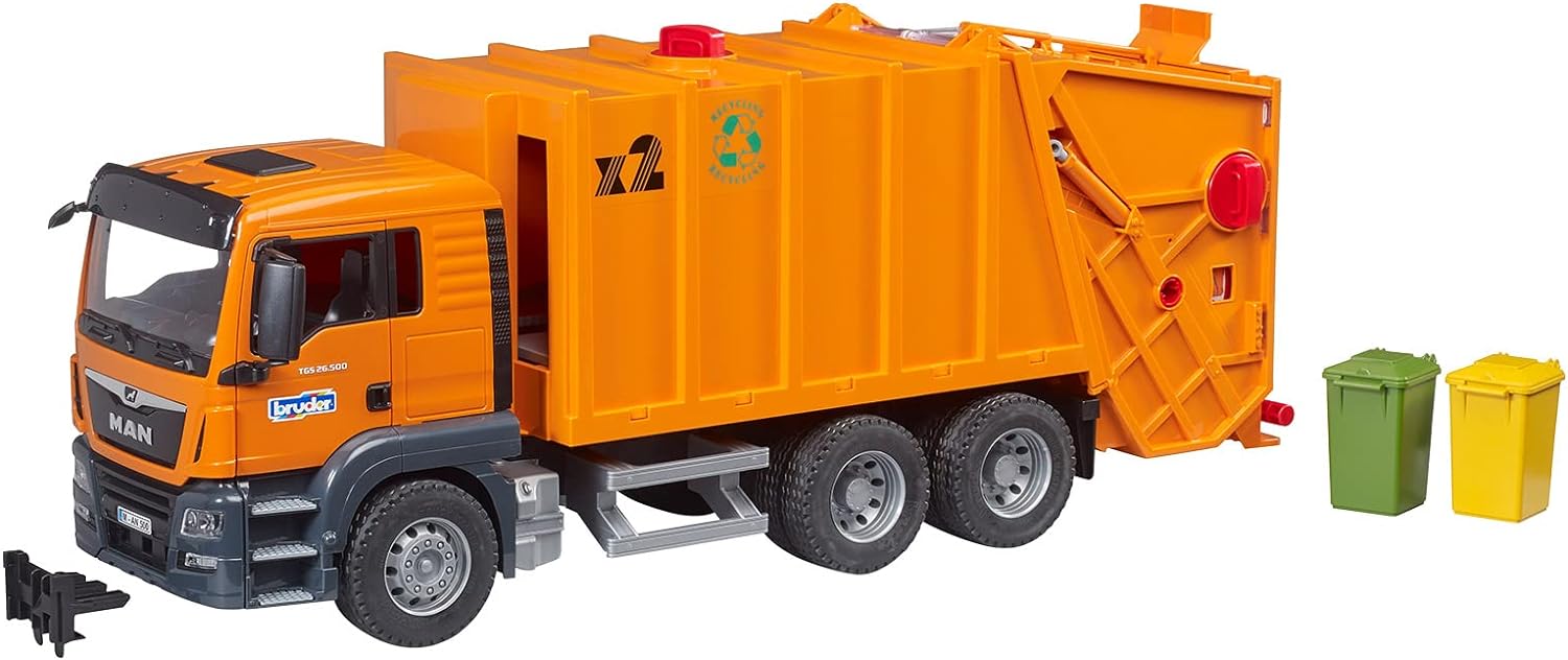 Bruder-Man TGS Garbage Truck - Orange-03760-Legacy Toys