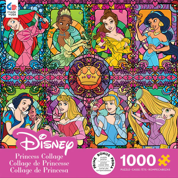 Ceaco-Disney Fine Art - Stained Glass Princess Collage - 1000 Piece Puzzle-3377-10-Legacy Toys