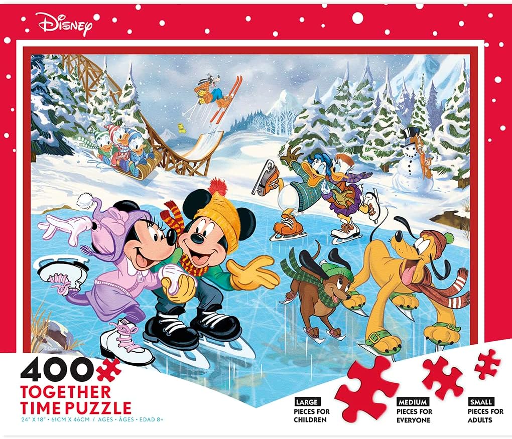 Ceaco-Disney Holiday - Together Time - Mickey & Minnie Skating - 400 Piece Jigsaw Puzzle-2320-08-Legacy Toys