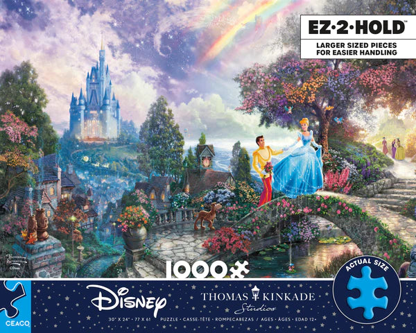 Ceaco-EZ 2 Hold - Thomas Kinkade Disney Cinderella Wishes Upon a Dream - 1000 Oversized Piece Puzzle-3231-03-Legacy Toys