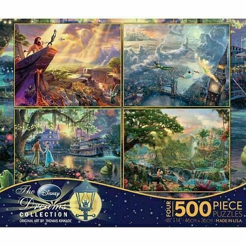 Ceaco-Thomas Kinkade Disney - Multipack Series x - 4 in 1 Puzzles - 4 x 500 Piece Puzzle-3663-01-Legacy Toys