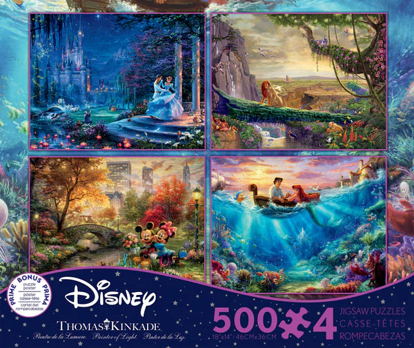 Ceaco-Thomas Kinkade Disney - Multipack Series x - 4 in 1 Puzzles - 4 x 500 Piece Puzzle-3673-01-Legacy Toys