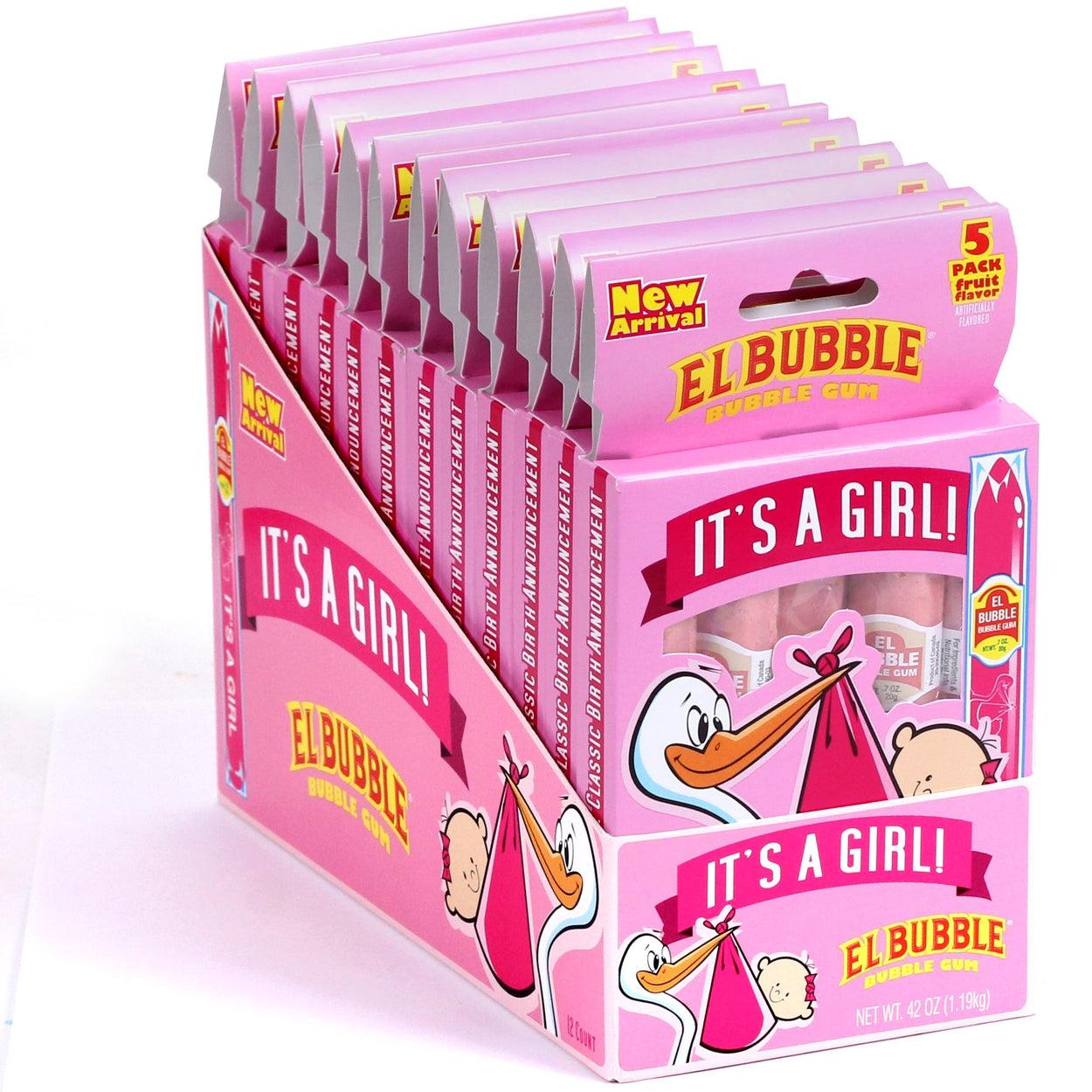 Charms-It's A Girl Bubble Gum Cigars 5 Pack-93390-Box of 12-Legacy Toys