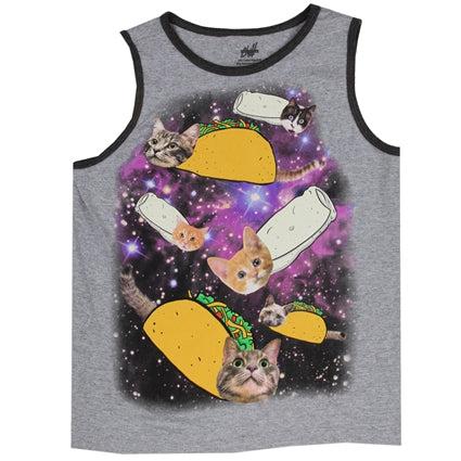 Childrens Apparel-CATS TACOS & BURRITOS Boys 8-18 Tank Top-DXSBR96-1-XS-Legacy Toys