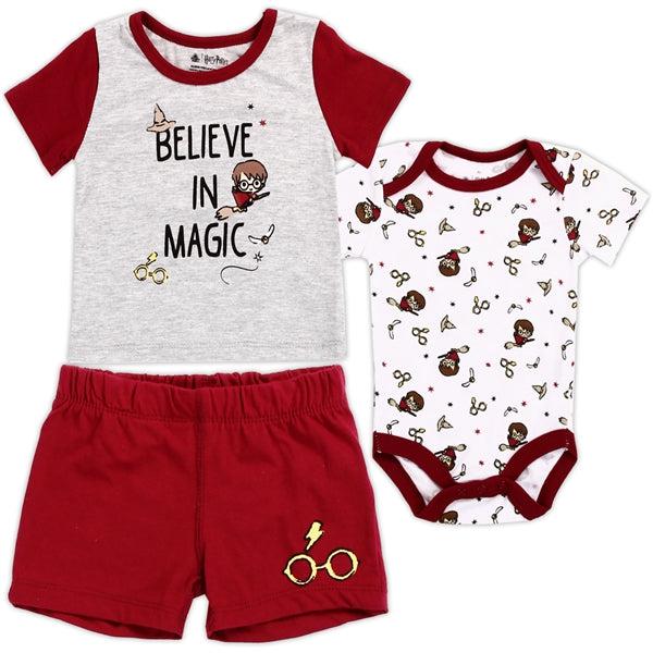 Childrens Apparel-HARRY POTTER Boys Newborn 3PC Short Set--Legacy Toys