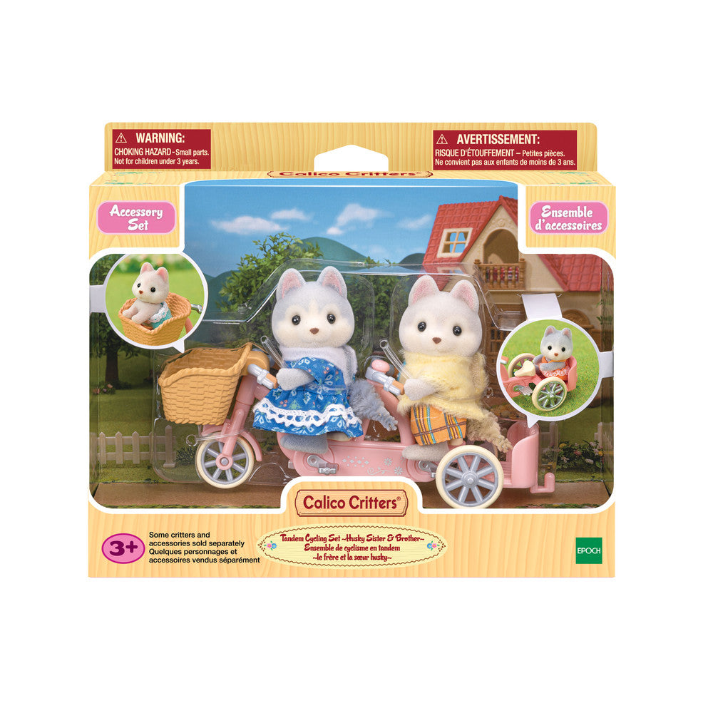 Epoch Everlasting Play-Calico Critters Tandem Cycling Set Husky Sister and Brother-CC1978-Legacy Toys