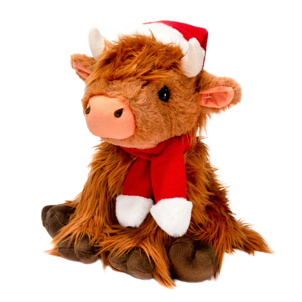 Fiesta Toy-11” Sitting Highland Cow Holiday Plush-X00781-Legacy Toys