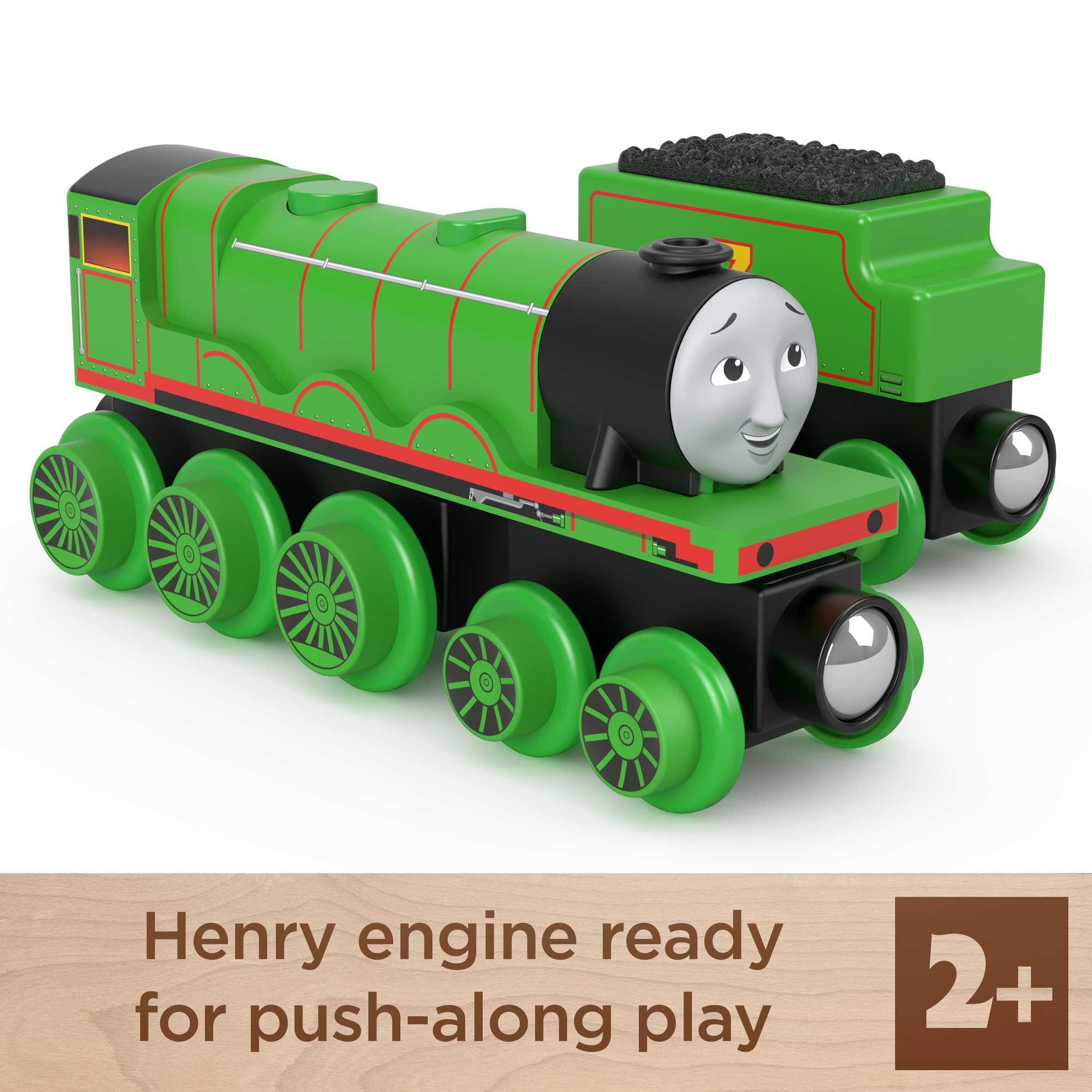 Fisher Price-Thomas & Friends Wooden Railway Henry Engine and Coal-Car-HBK-2023-Legacy Toys