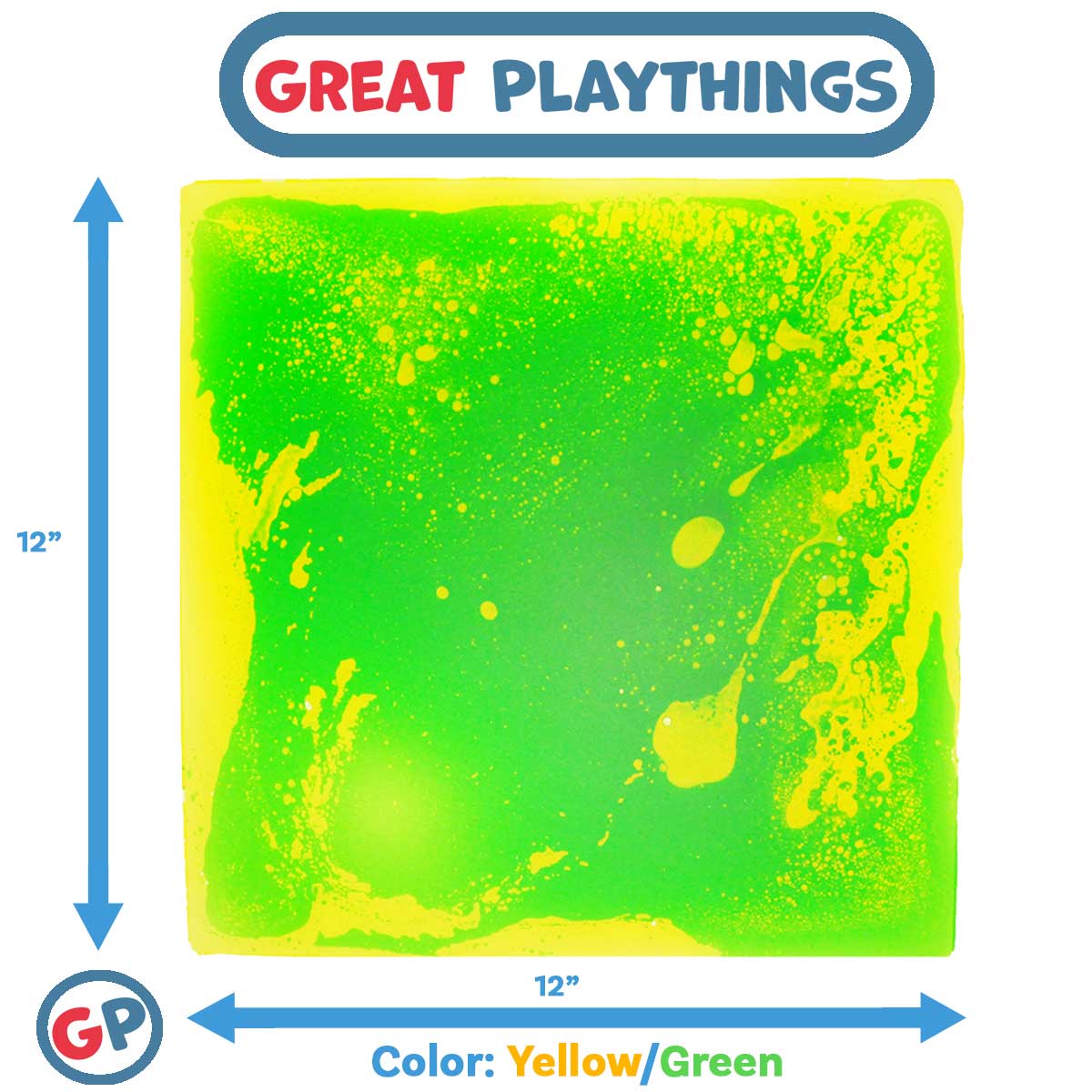 Great Playthings-11.8" Square Liquid Sensory Floor Tile - Box of 6-GP1123-Green/Yellow-Legacy Toys