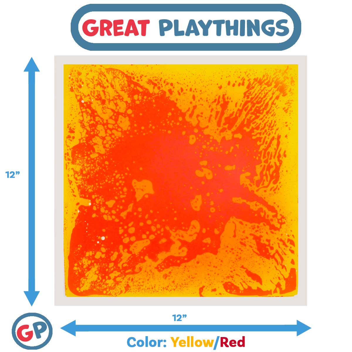 Great Playthings-11.8" Square Liquid Sensory Floor Tile-GP1127-1-Yellow/Red-Legacy Toys