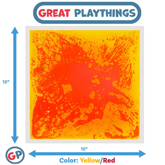 Great Playthings-11.8" Square Liquid Sensory Floor Tile-GP1127-1-Yellow/Red-Legacy Toys