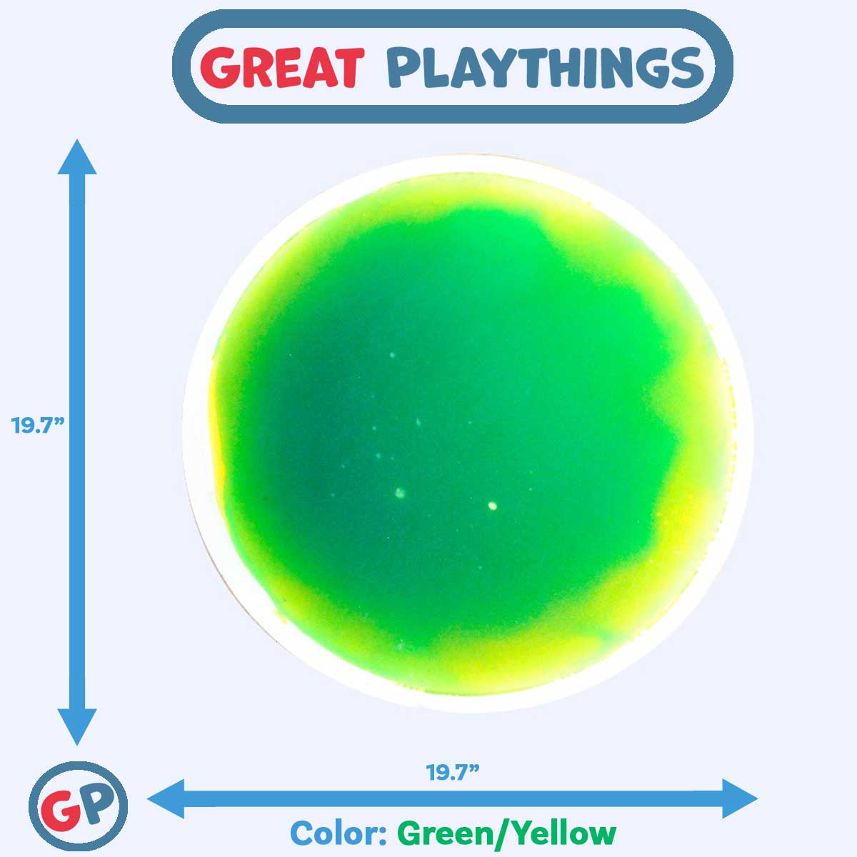 Great Playthings-19.7" Round Liquid Sensory Floor Tile-GP1131-GY-Green/Yellow-Legacy Toys