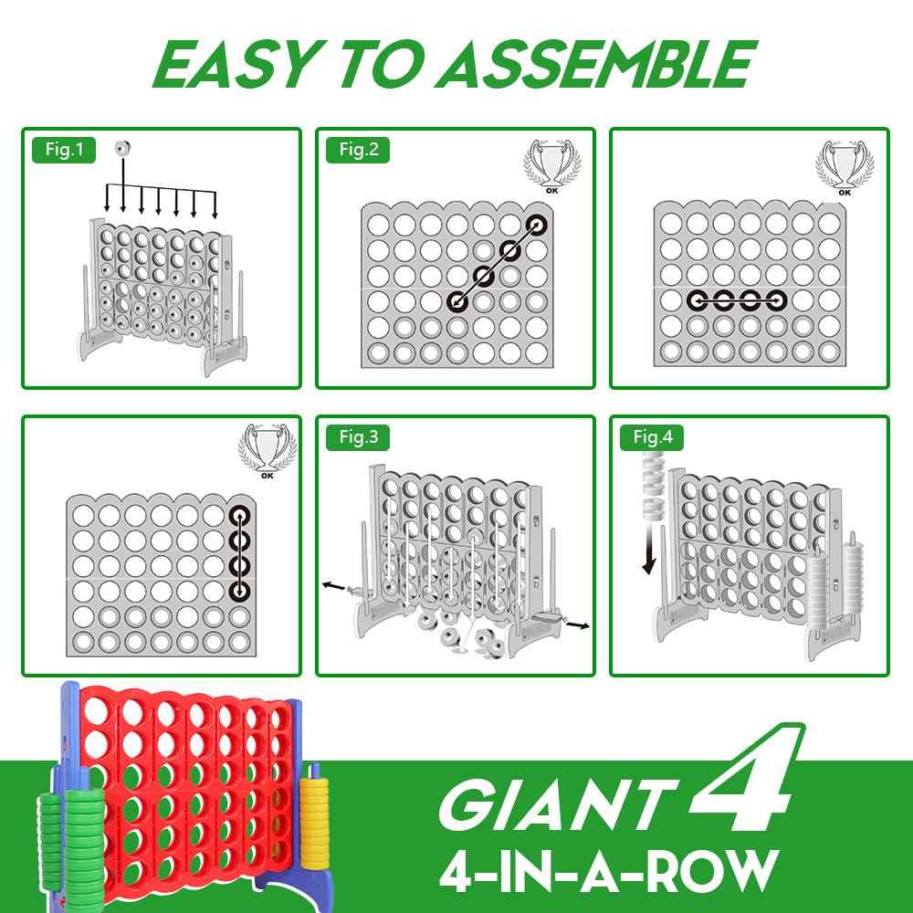 Great Playthings-Jumbo Four in a Row 4 To Score Game for Kids & Adults Indoor & Outdoor Game Set with 42 Giant Rings-GP1000-Legacy Toys