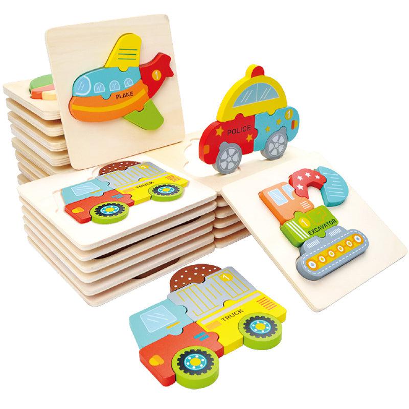 Great Playthings-Wooden Traffic Puzzles Set of 6-PH07F031-Legacy Toys