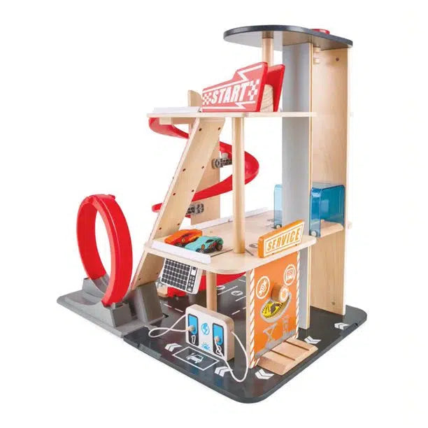 Hape-Hape Gearhead Stunt Garage Wooden High Rise Car Parking Lot-E3019-Legacy Toys