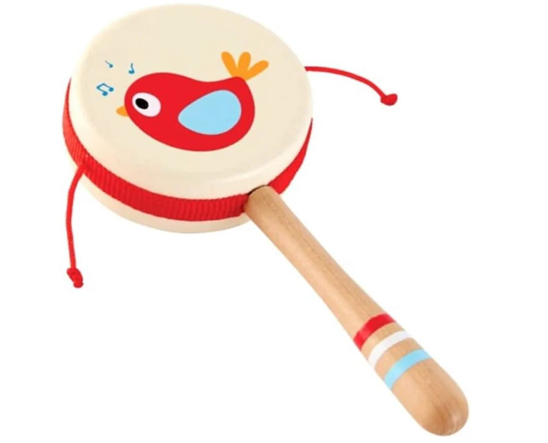 Hape-Twittering Bird Drum Shaped Rattle-E8380-Legacy Toys
