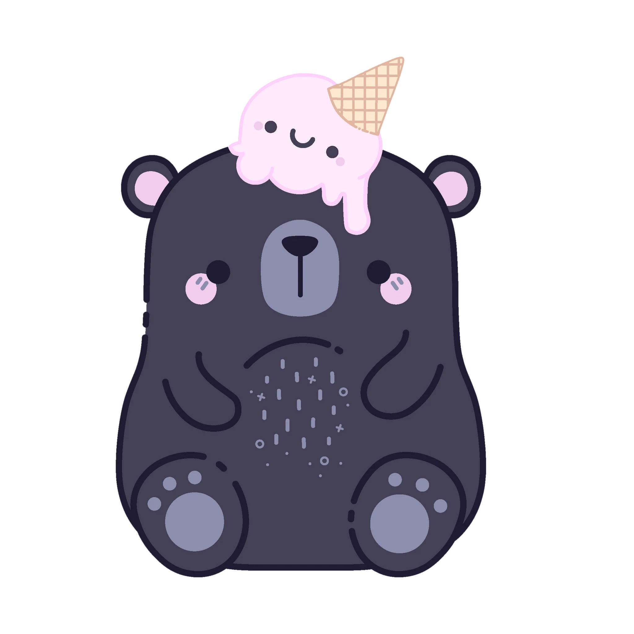 Idako-Ice Cream Hat Bear 4" Sticker-13169-Legacy Toys