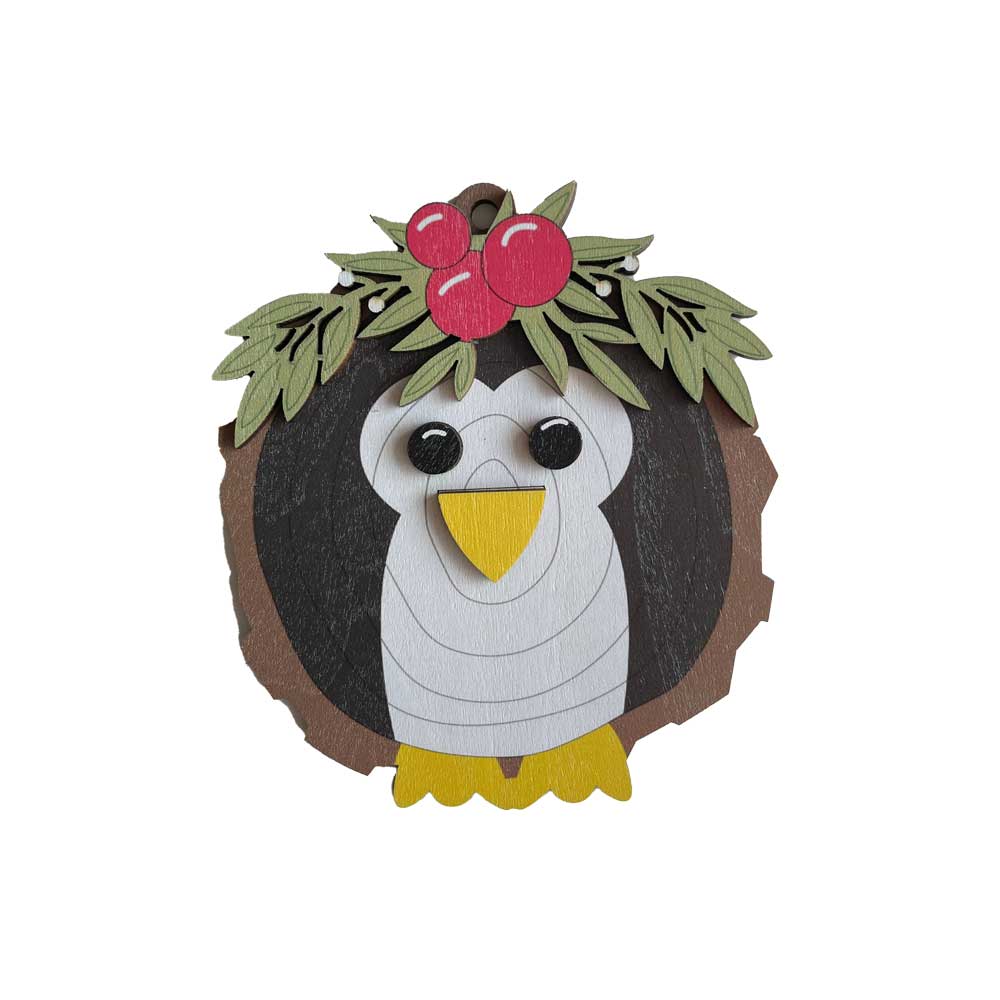 Idako-Personalized Wooden Christmas Ornament Penguin (Standard)-ORN031-Legacy Toys