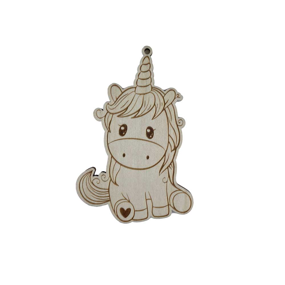 Idako-Personalized Wooden Christmas Ornament Sitting Unicorn (Standard)-ORN003-Legacy Toys