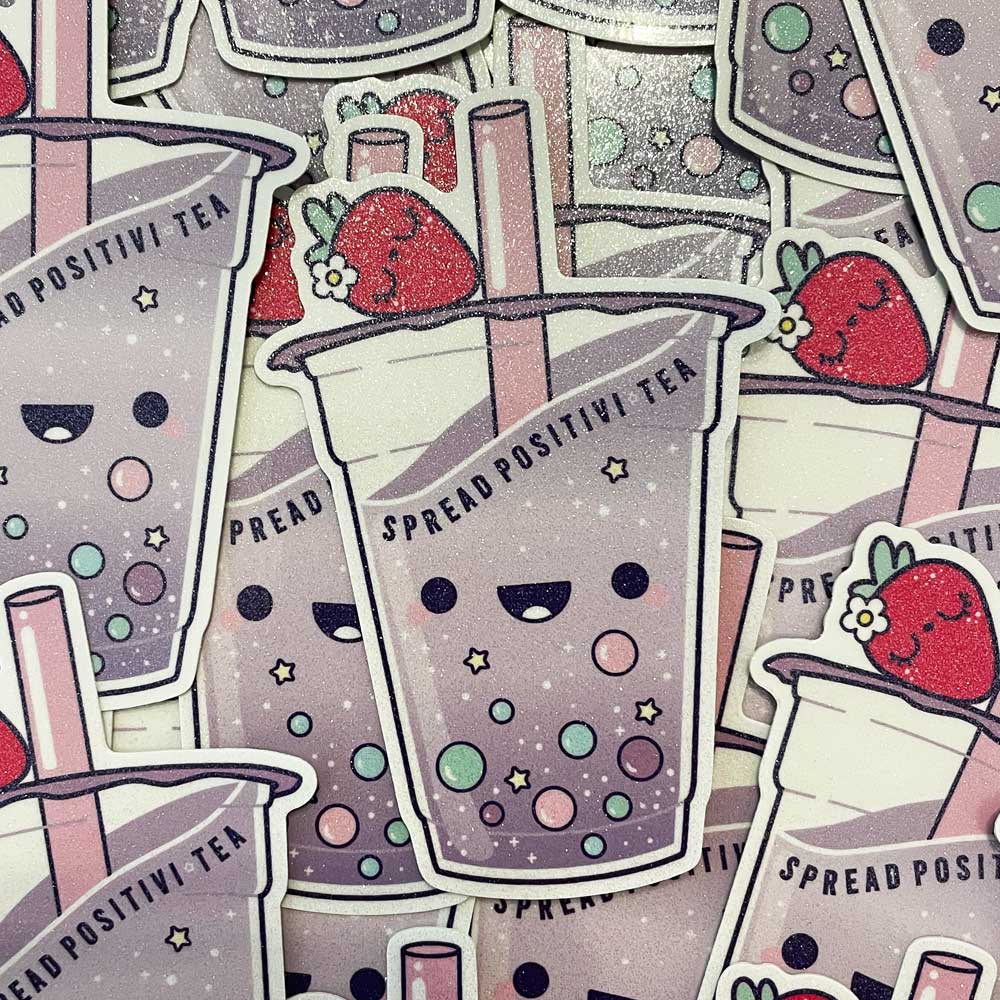 Idako-Spread Positivi-Tea 4" Glitter Sticker-12491-Legacy Toys