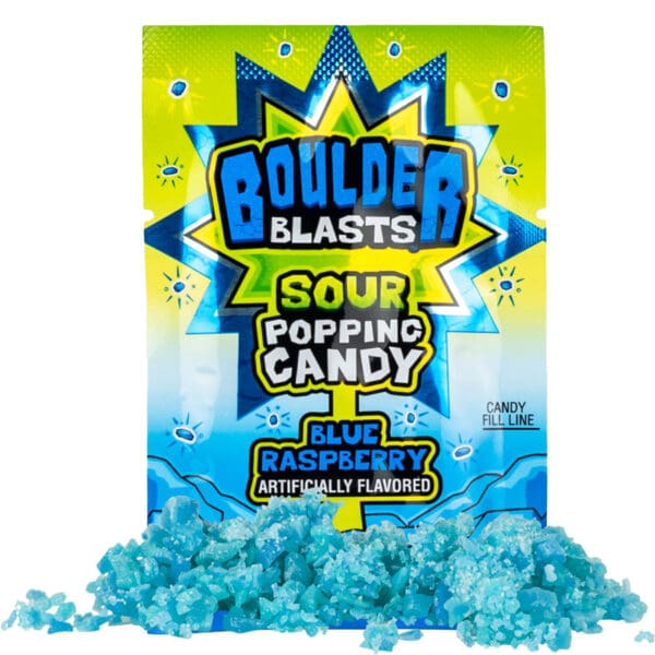 Koko's-Boulder Blast Sour Blue Raspberry Popping Candy - Single-62596-Legacy Toys