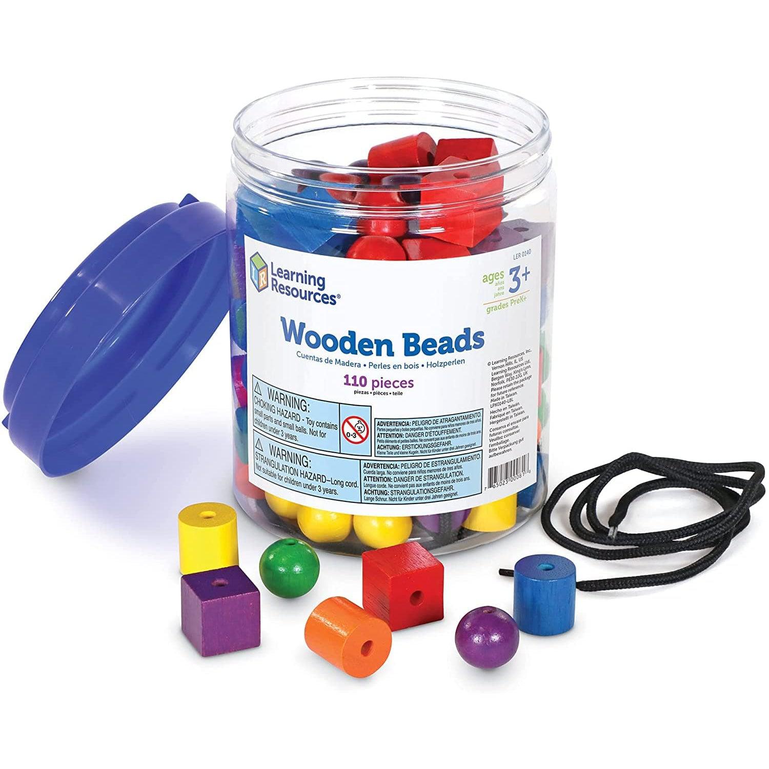 Learning Resources-Wooden Beads - Lacing-LER0140-Legacy Toys