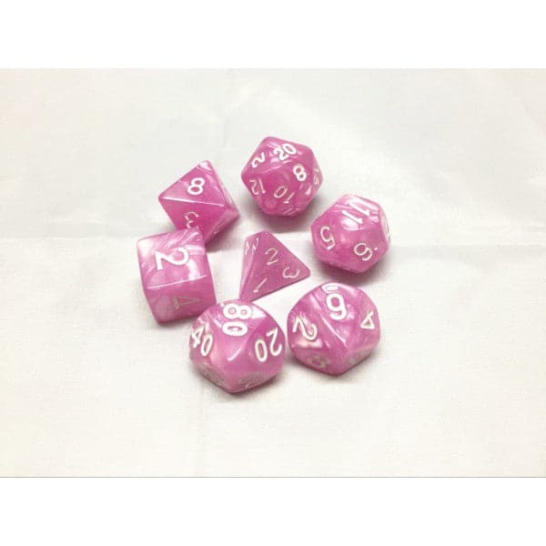 Legacy Dice-Pearl 7 Dice Set with Bag-GDN11489-Pink Pearl-Legacy Toys