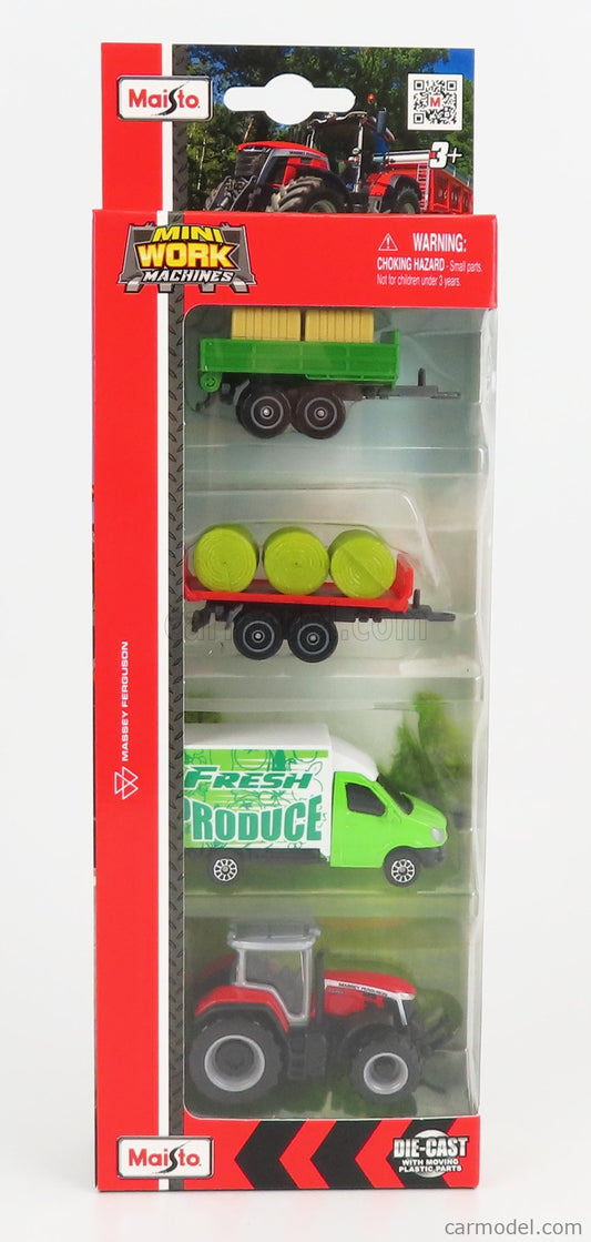 Maisto-1:64 3" Mini Work Machines Tractors & Farm 4 Pack-12563-Legacy Toys