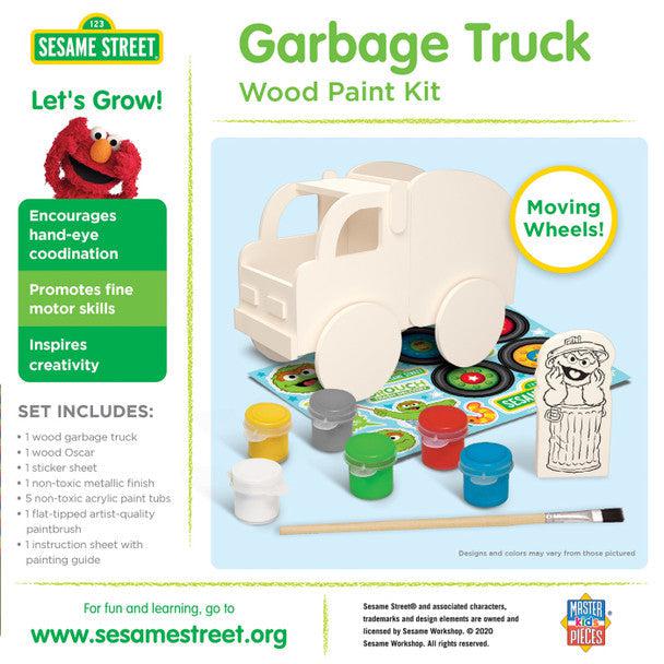 MasterPieces-Classic Wood Paint Kit - Sesame Street Garbage Truck-22103-Legacy Toys