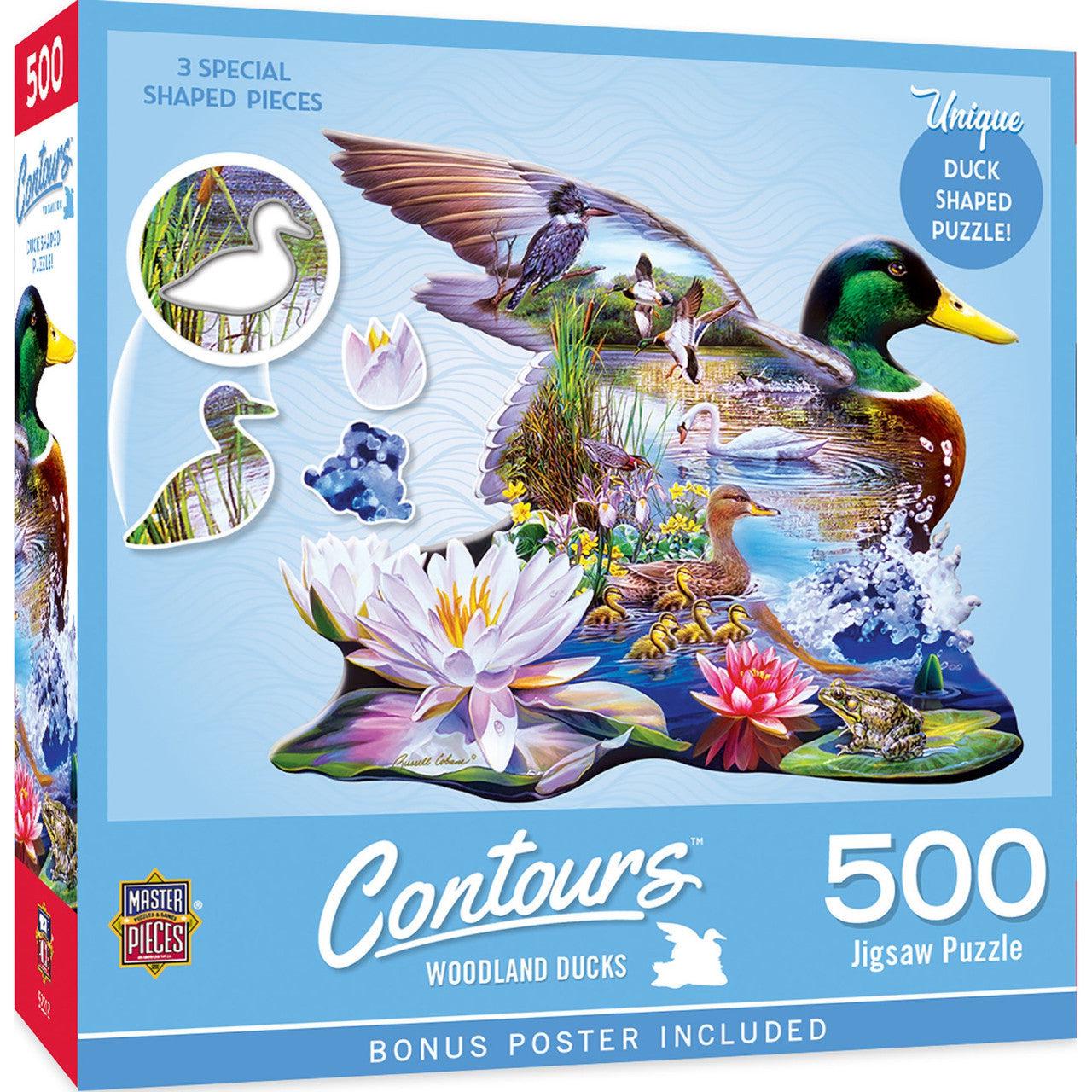MasterPieces-Contours - Woodland Ducks - 500 Piece Shaped Puzzle-32290-Legacy Toys