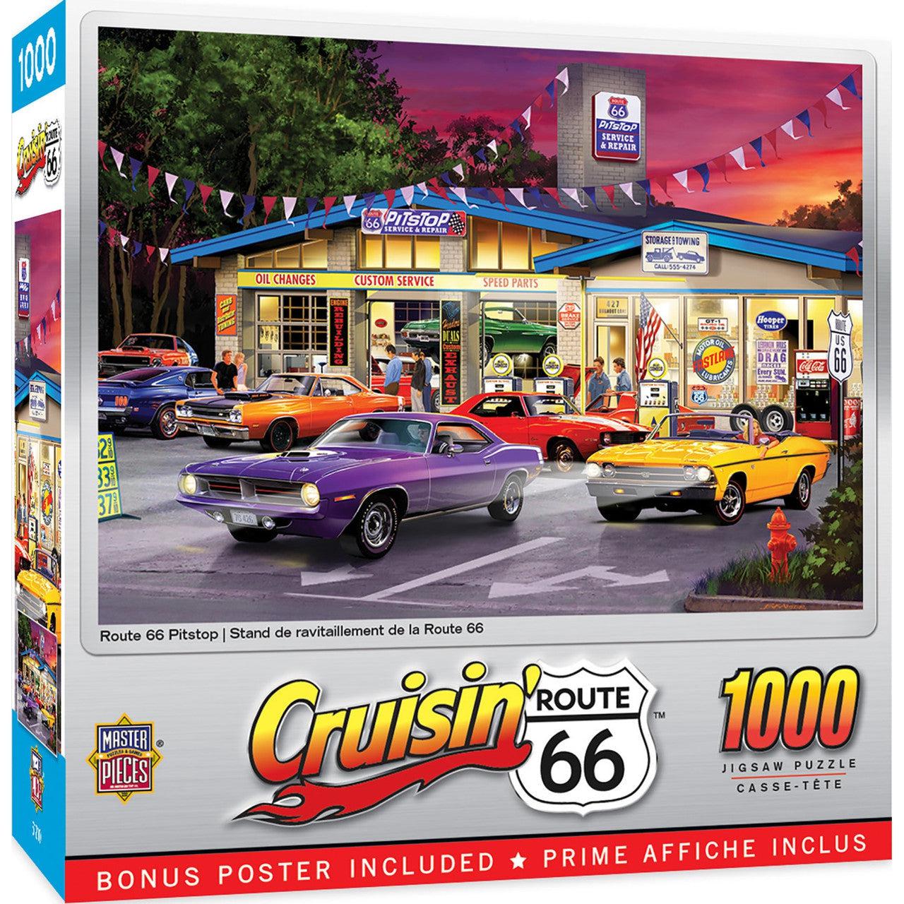 MasterPieces-Cruisin‘ Route 66 - Route 66 Pitstop - 1000 Piece Puzzle-72040-Legacy Toys