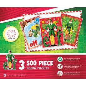 MasterPieces-Elf - 3-Pack - 500 Piece Puzzles-32327-Legacy Toys