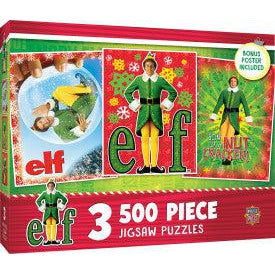 MasterPieces-Elf - 3-Pack - 500 Piece Puzzles-32327-Legacy Toys