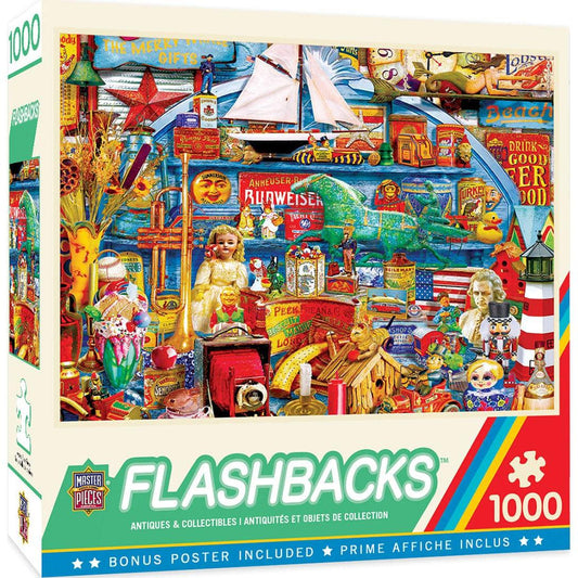 MasterPieces-Flashbacks - Antiques & Collectibles - 1000 Piece EZGrip Puzzle-72037-Legacy Toys