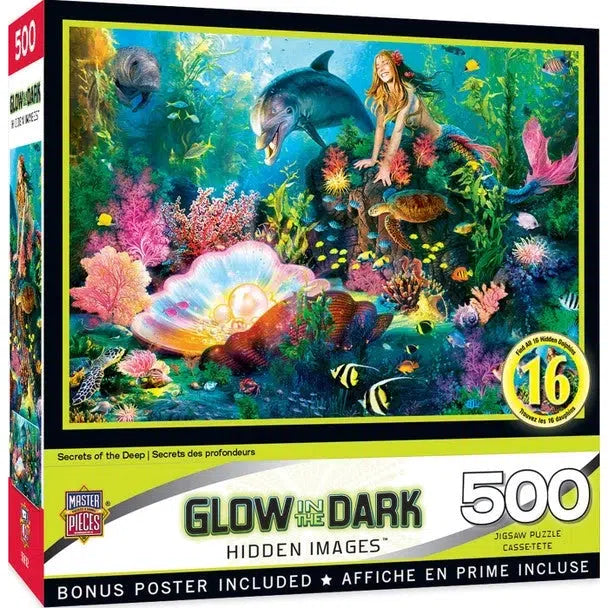 MasterPieces-Hidden Images Glow In The Dark - Secrets of the Deep - 500 Piece Puzzle-32131-Legacy Toys