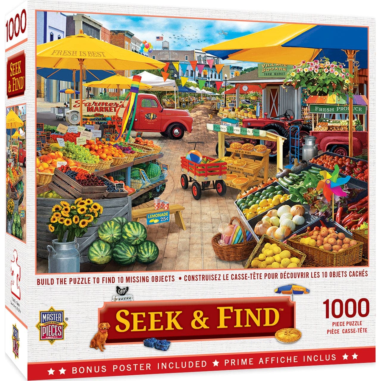 MasterPieces-Seek & Find - Market Square - 1000 Piece Puzzle-72002-Legacy Toys