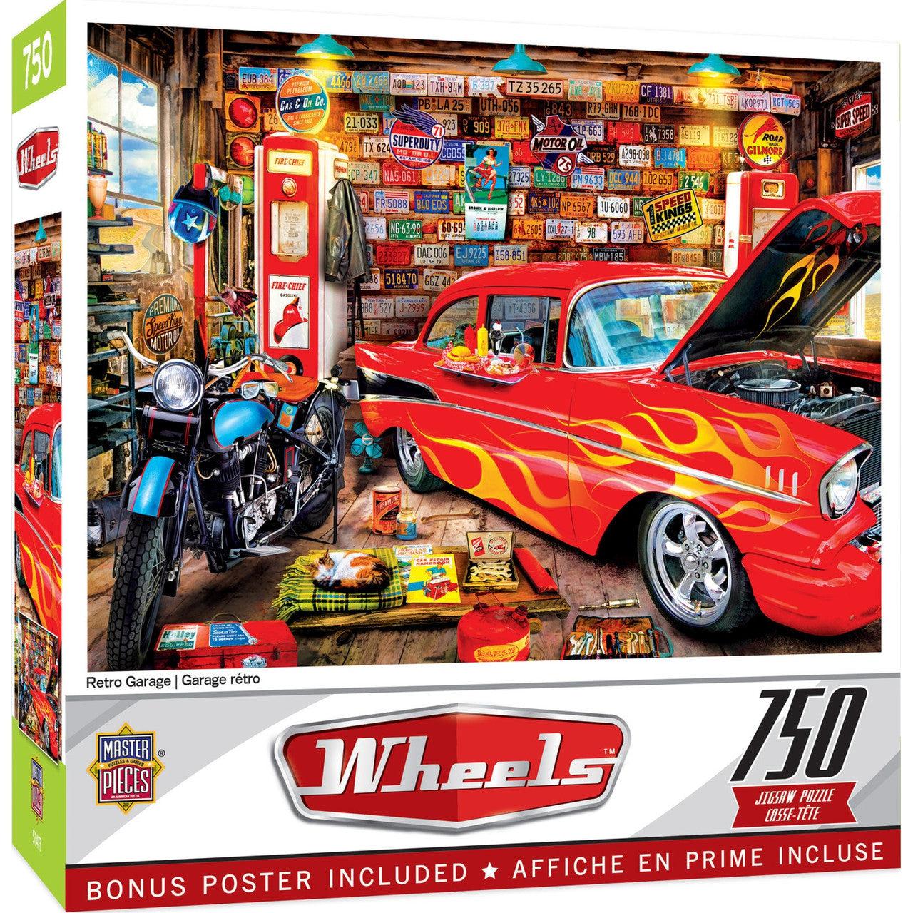 MasterPieces-Wheels - Retro Garage - 750 Piece Puzzle-32273-Legacy Toys