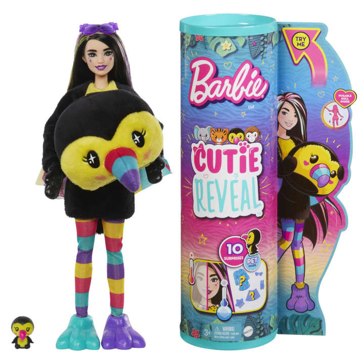 Barbie Cutie Reveal Jungle Series Chelsea Toucan Doll