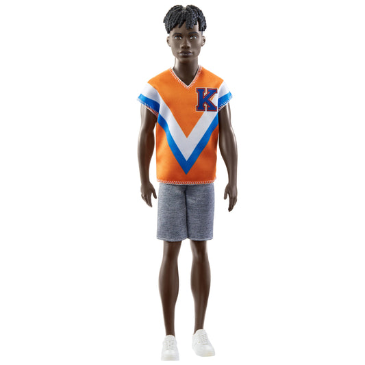 Mattel-Barbie Ken Fashionistas Doll #203 with Twisted Black Hair, Orange Athletic Jersey, Shorts & White Sneakers-HPF79-Legacy Toys