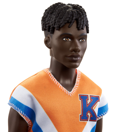 Mattel-Barbie Ken Fashionistas Doll #203 with Twisted Black Hair, Orange Athletic Jersey, Shorts & White Sneakers-HPF79-Legacy Toys