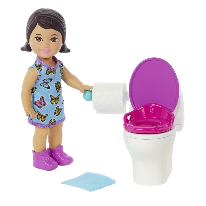 Mattel-Barbie Skipper Doll Set with Toilet-HJY27-Legacy Toys