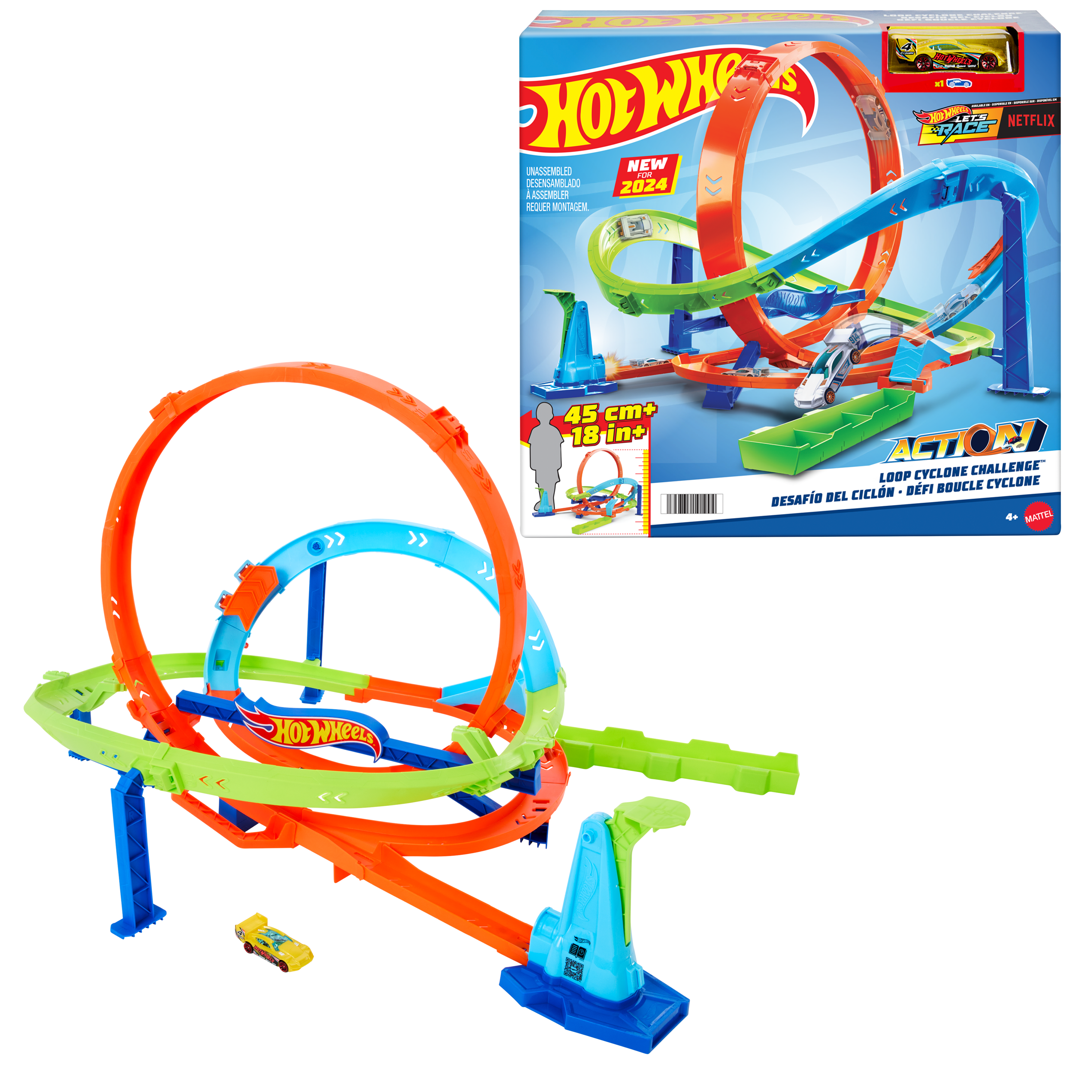 Mattel-Hot Wheels Action Loop Cyclone Challenge Track Set-HXM94-Legacy Toys